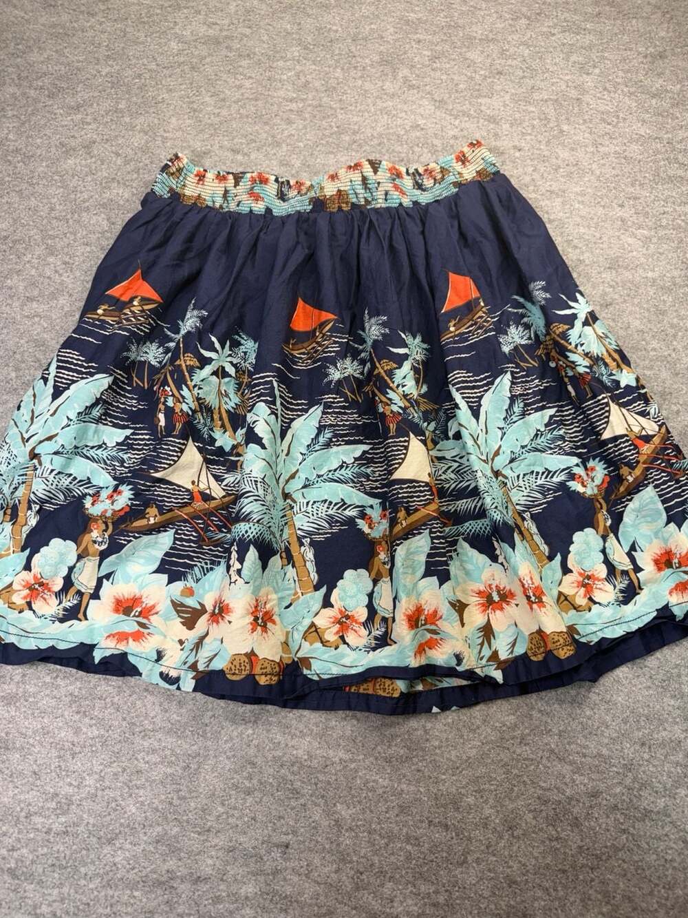 Tommy Hilfiger Tropical Skirt Size M Navy Blue Hawaiian Print